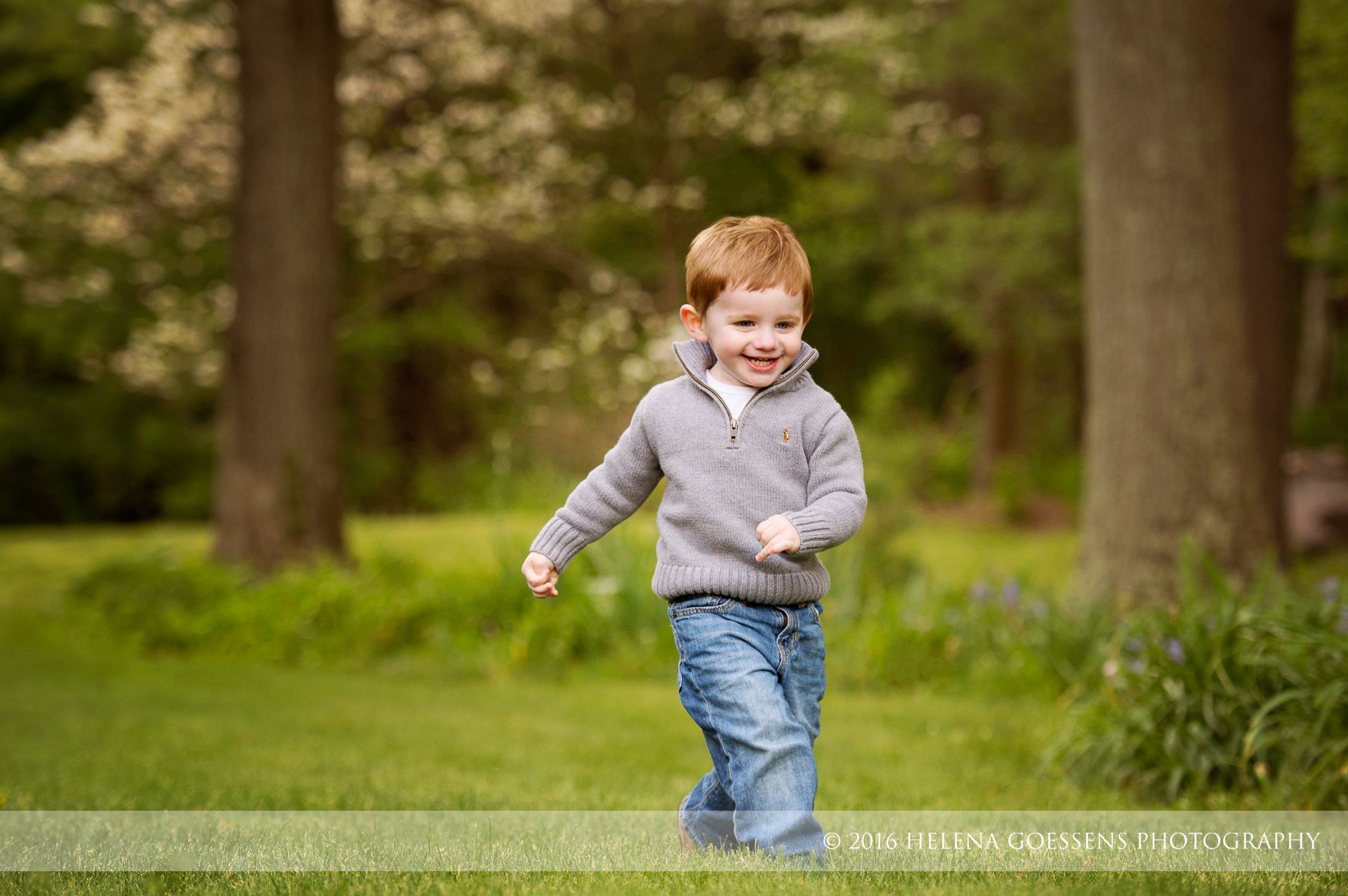 toddler running and smilling