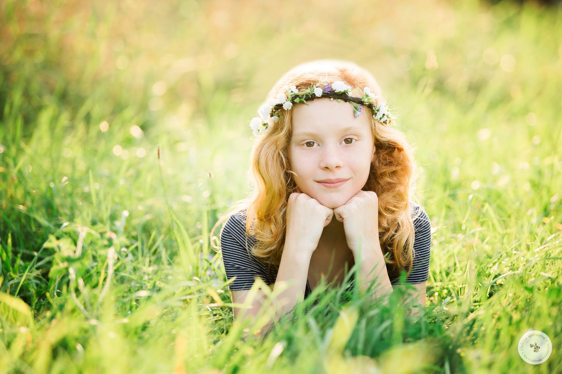 portrait of a girl wearing a flower headband