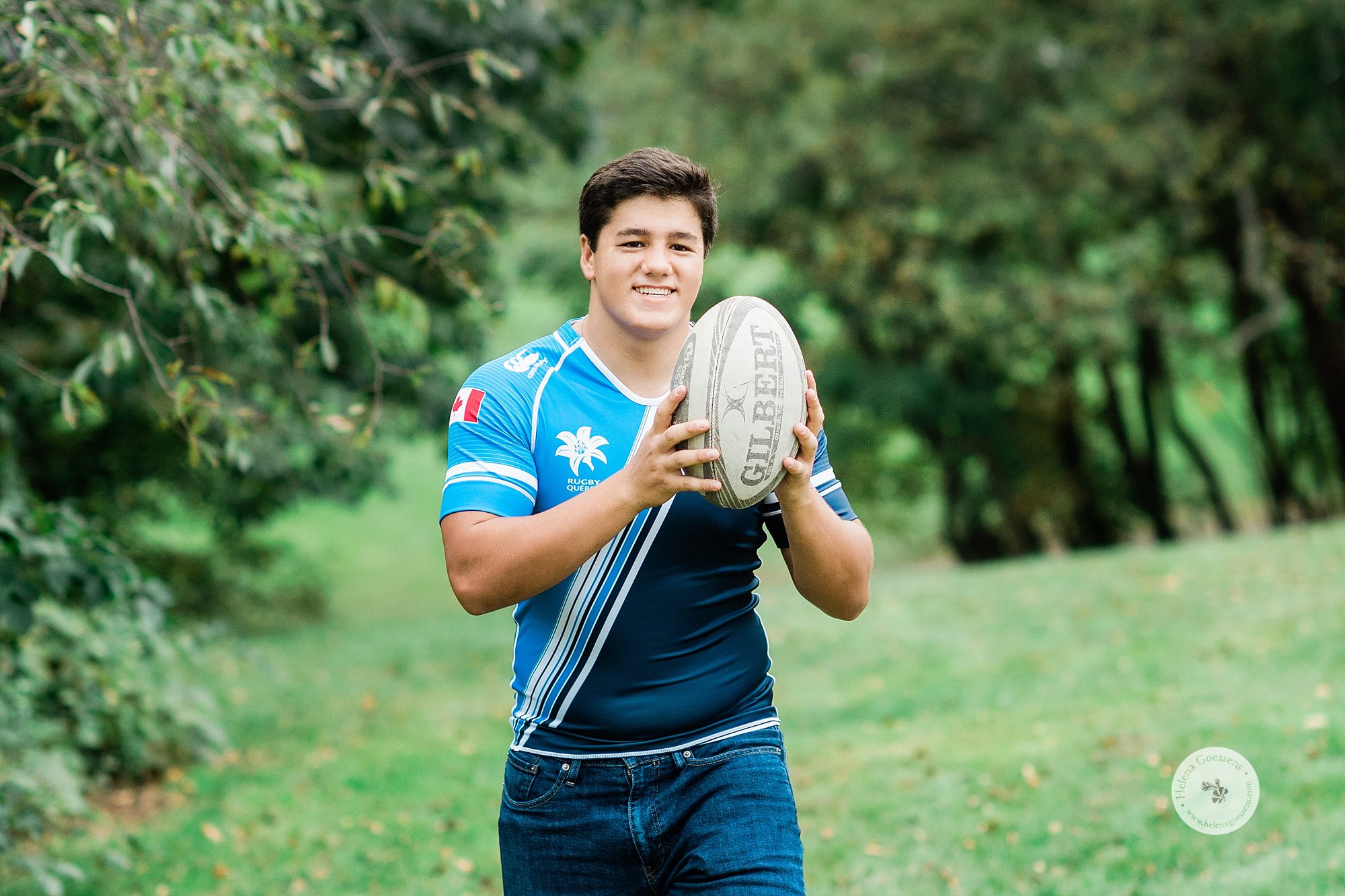 rugby player senior portraits with Helena Goessens