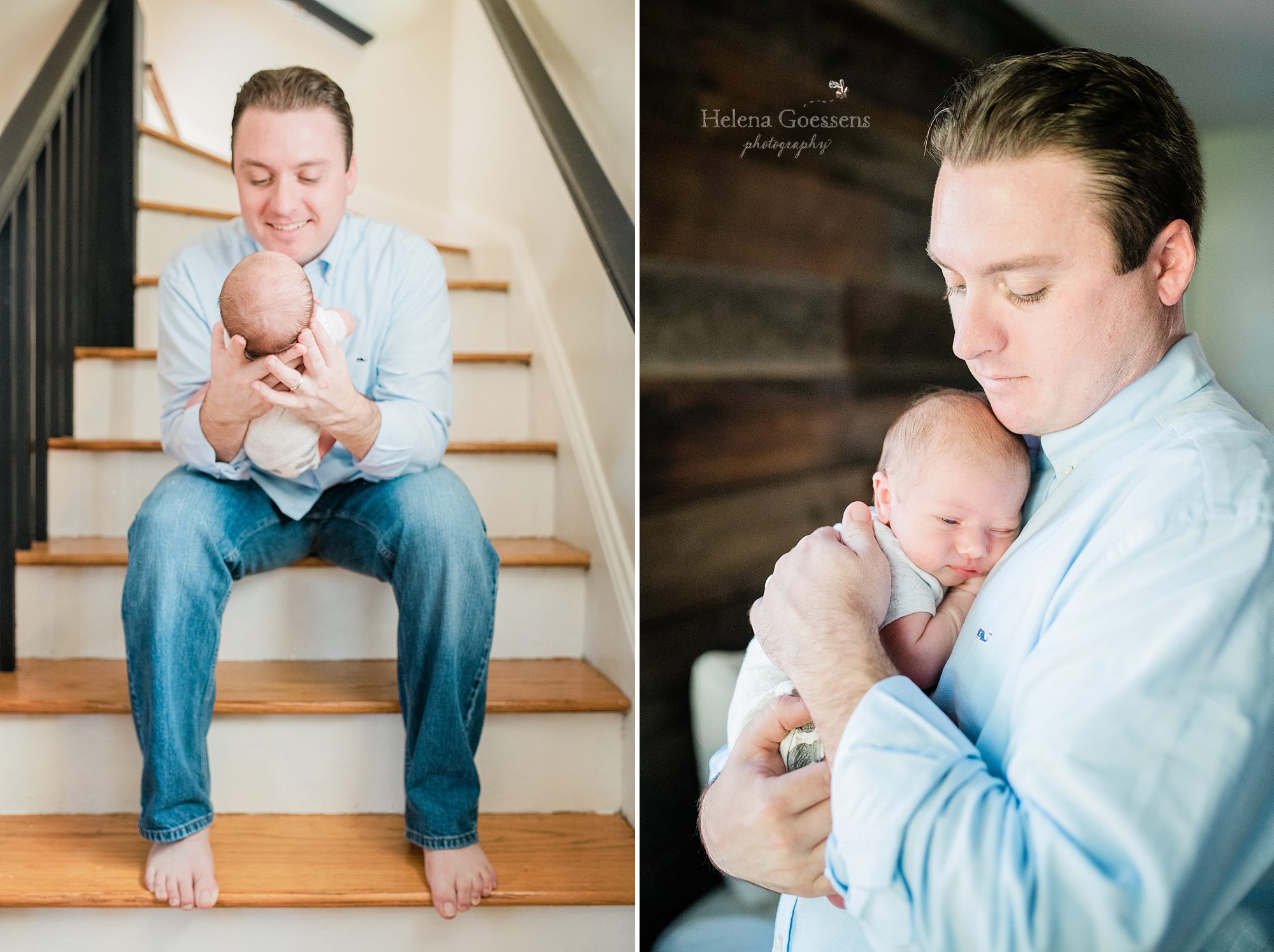 father and son during newborn portraits with Helena Goessens