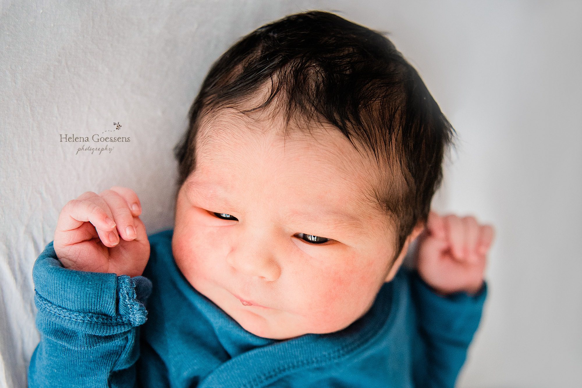 Baby boy newborn session at hospital with Boston newborn photographer Helena Goessens Photography