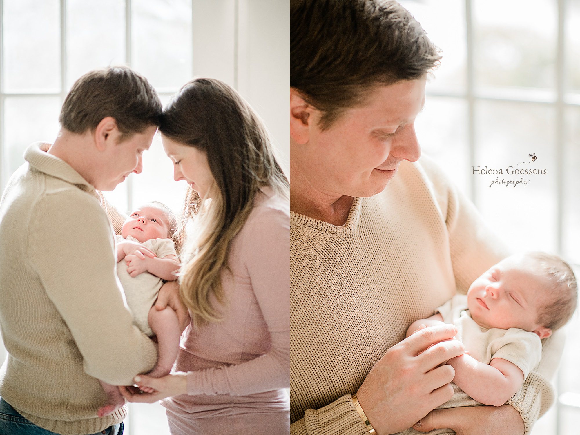 new parents cuddle baby girl during lifestyle session with Helena Goessens Photography