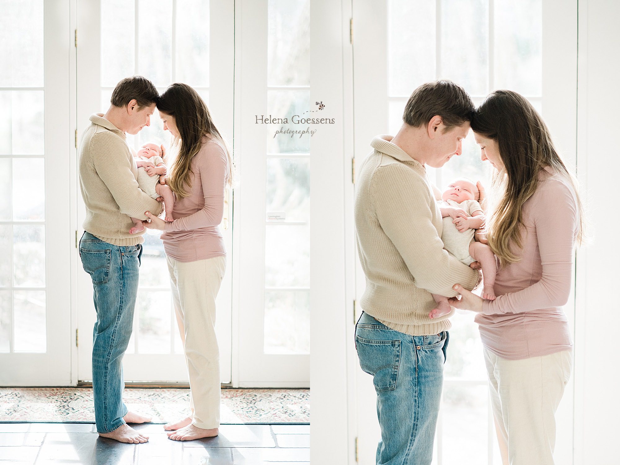 new parents and baby girl with Boston MA newborn photographer Helena Goessens Photography