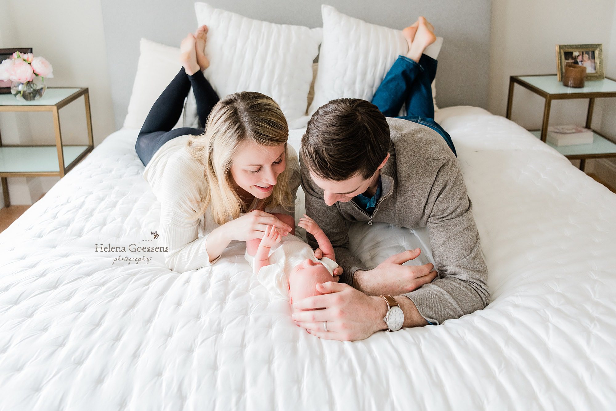 new family snuggles during Boston newborn session with Helena Goessens Photography