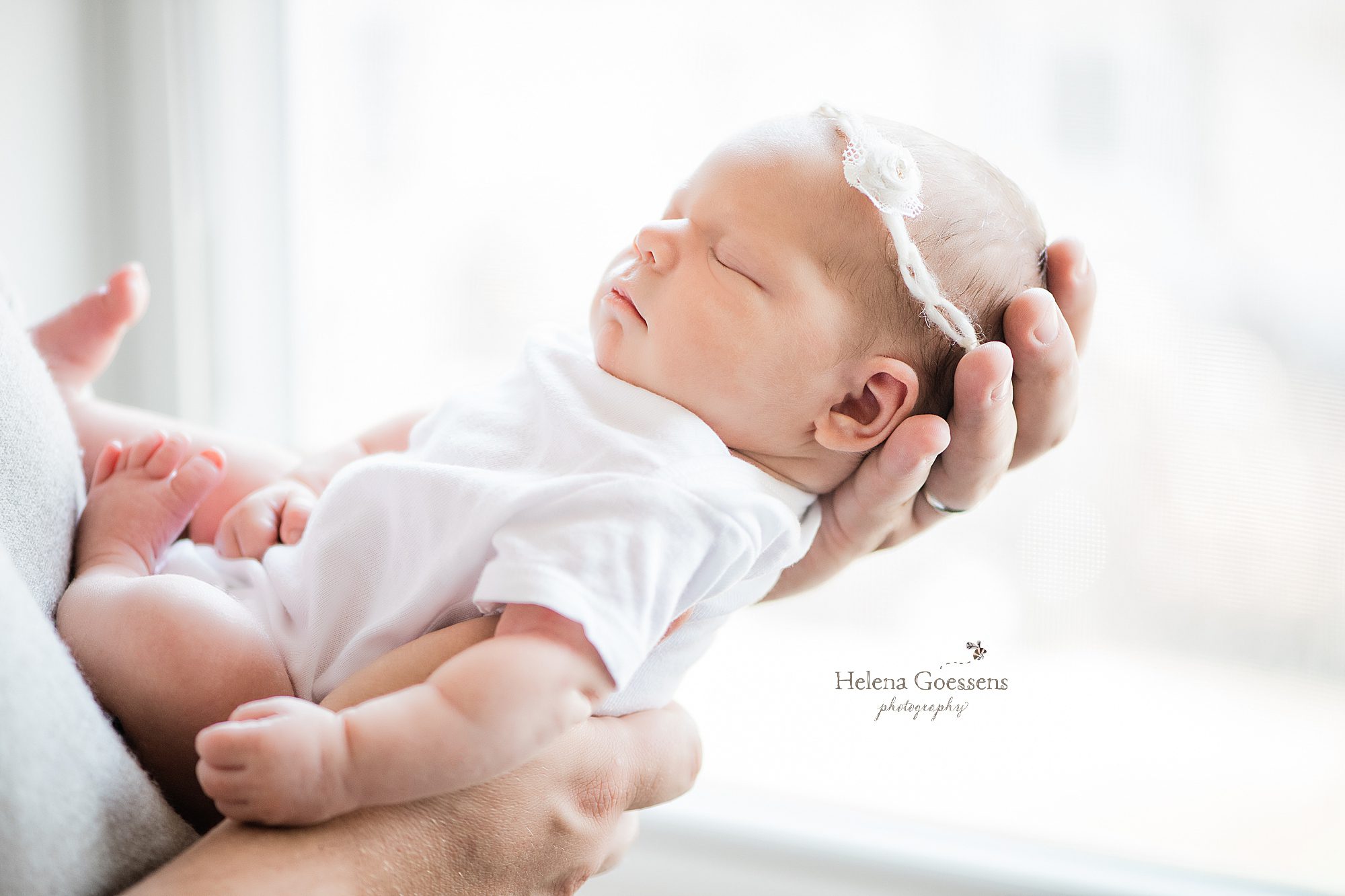 baby girl during Boston newborn session with Helena Goessens Photography