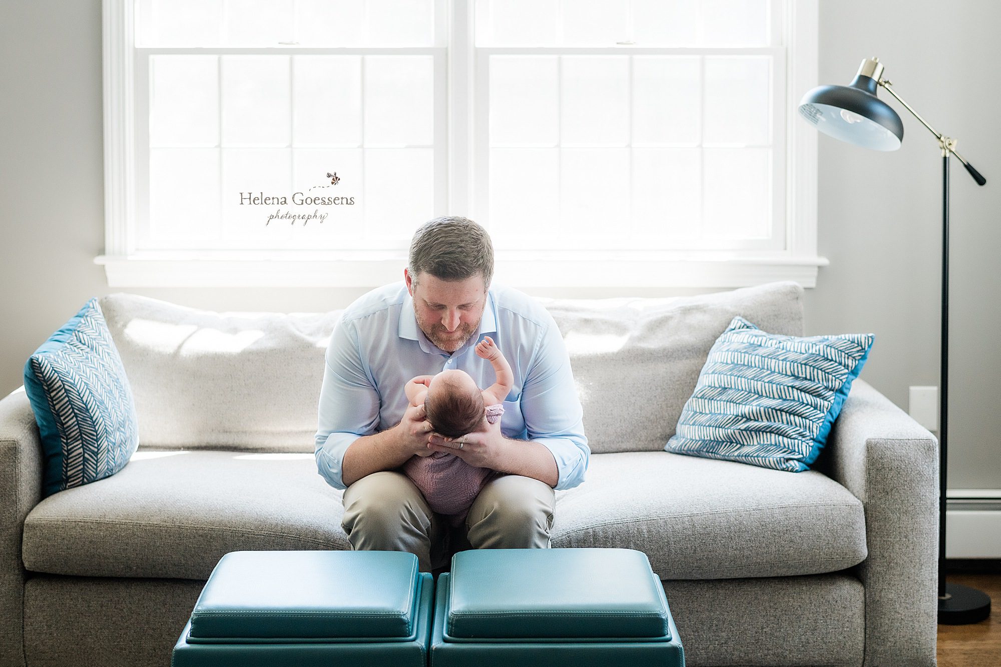 dad and new baby girl photographed by Helena Goessens Photography