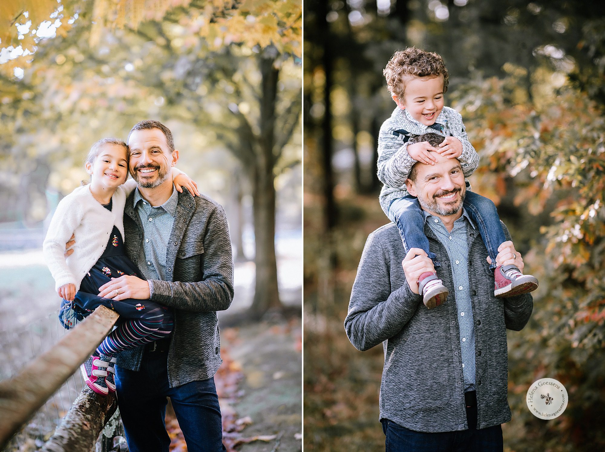 father and kids play during family portraits with Helena Goessens Photography