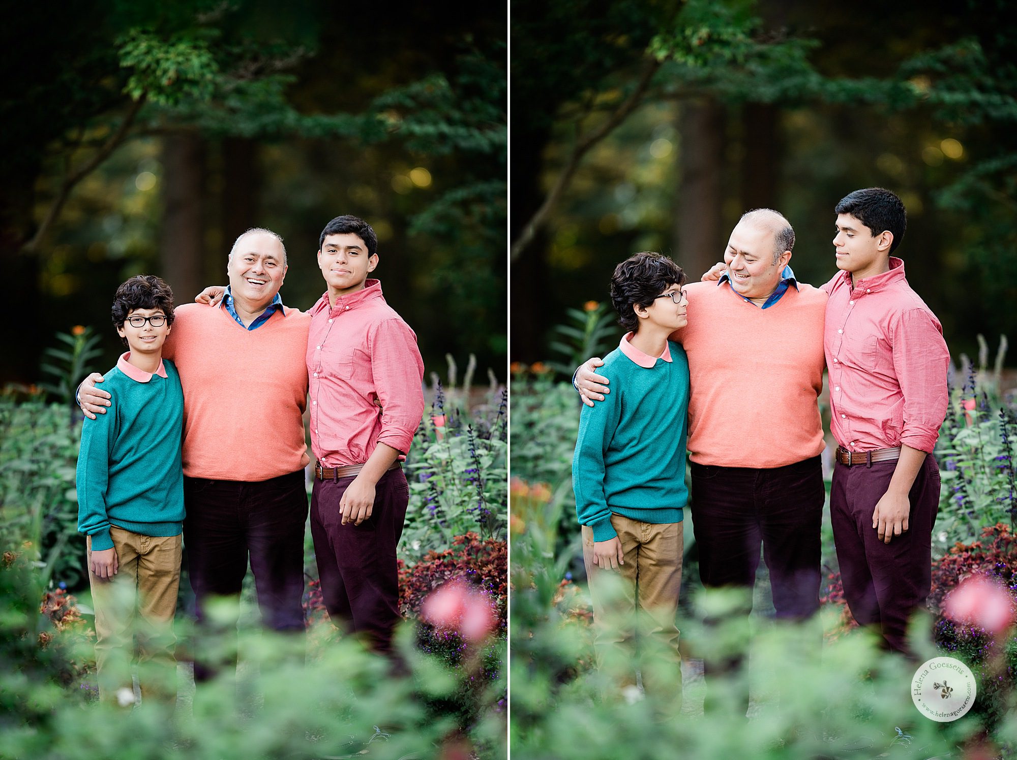 father hugs sons during family photos in Boston MA by Helena Goessens Photography
