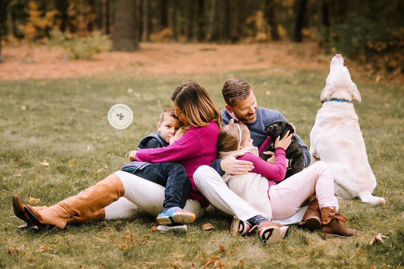 family photo with dogs photographed by Helena Goessens Photography