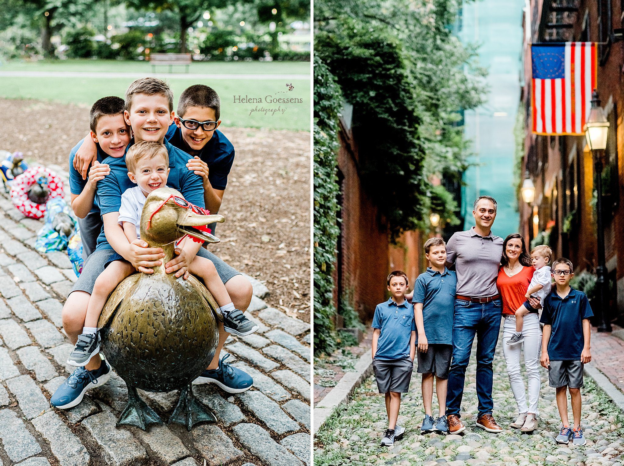 Boston Public Garden family session with ducklings photographed by Helena Goessens Photography