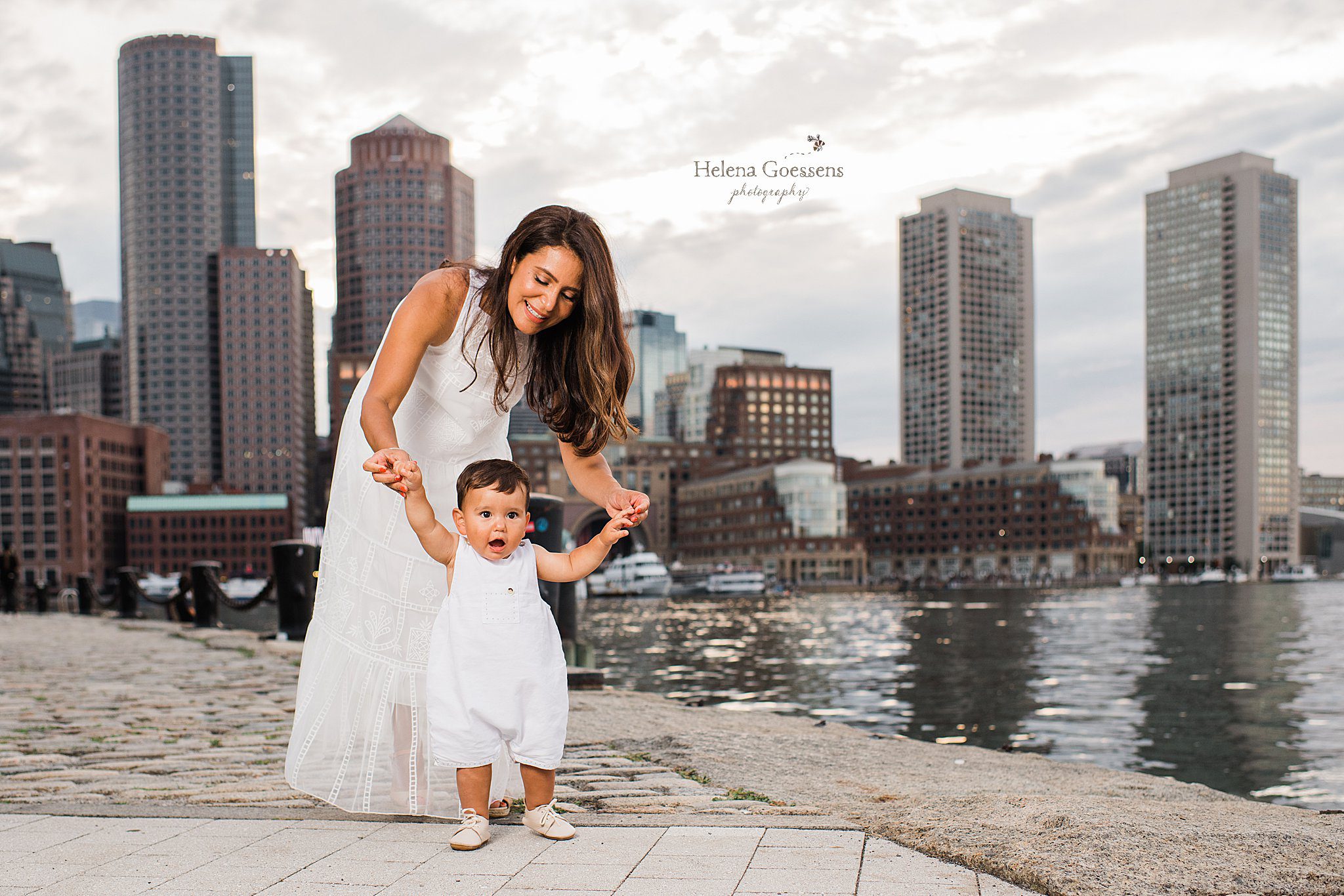 sunset family portraits in Boston MA with Helena Goessens Photography