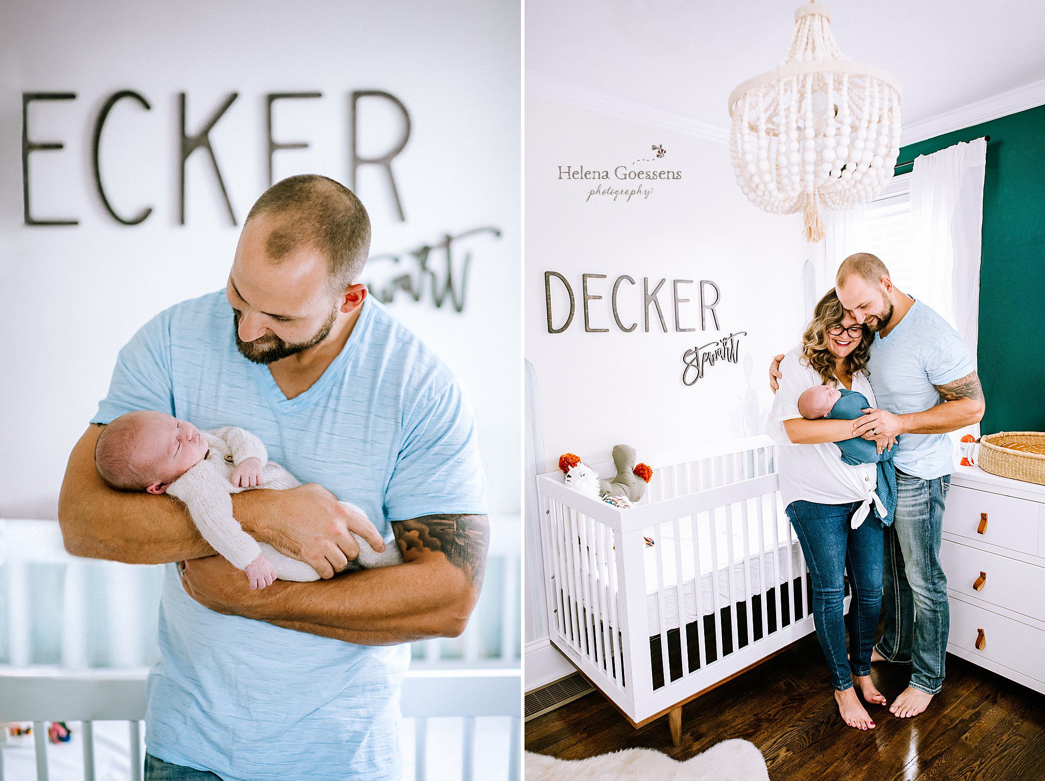 parents snuggle newborn baby boy during lifestyle portraits with Helena Goessens Photography