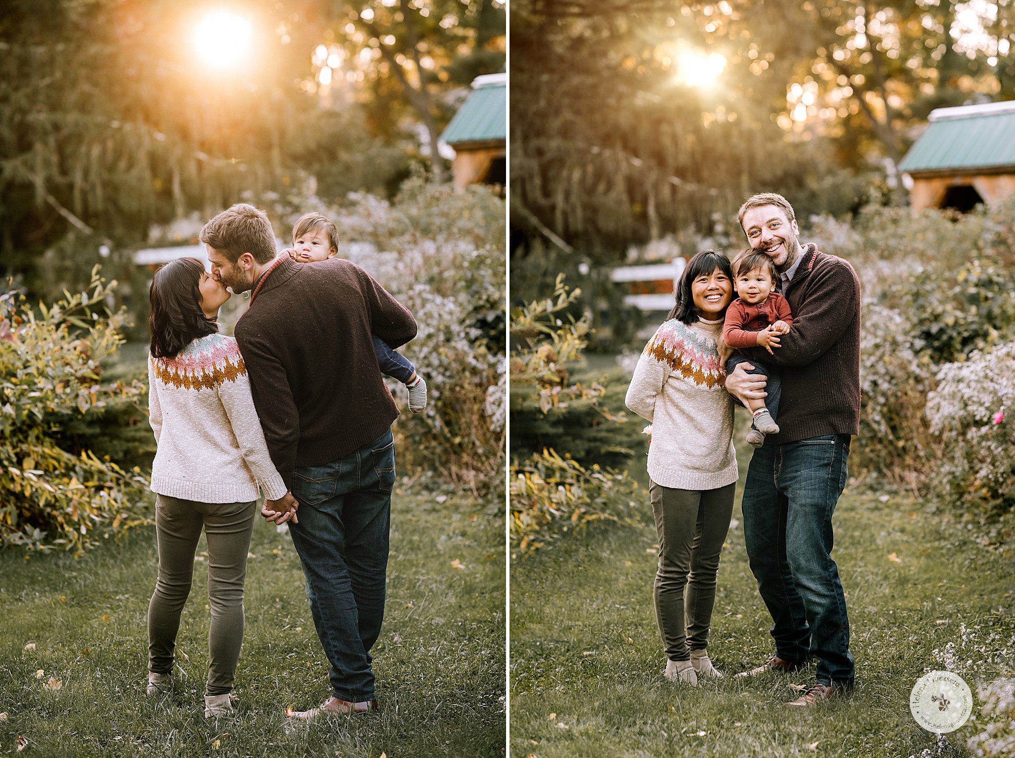 Backyard Family Portraits in the fall with Dedham MA family photographer Helena Goessens Photography