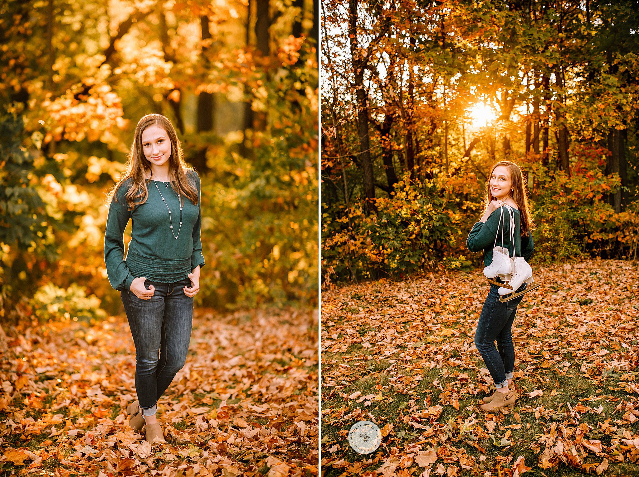 fall senior portraits at Larz Anderson Park in Brookline MA