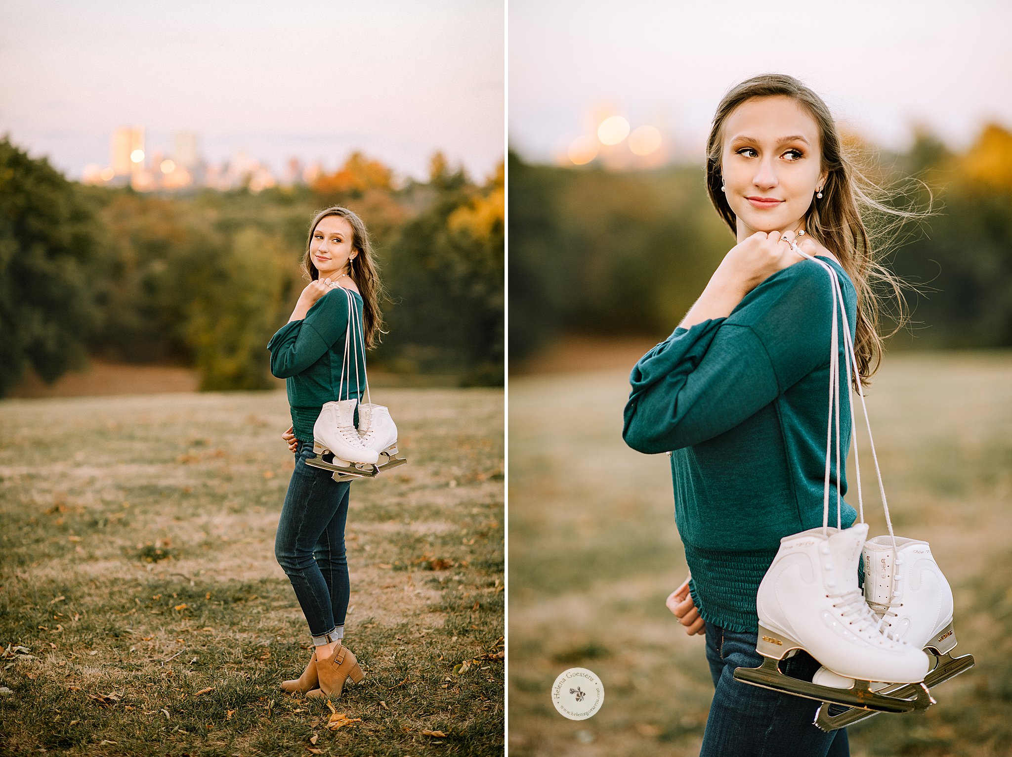 Larz Anderson Park Senior Session with ice skates 