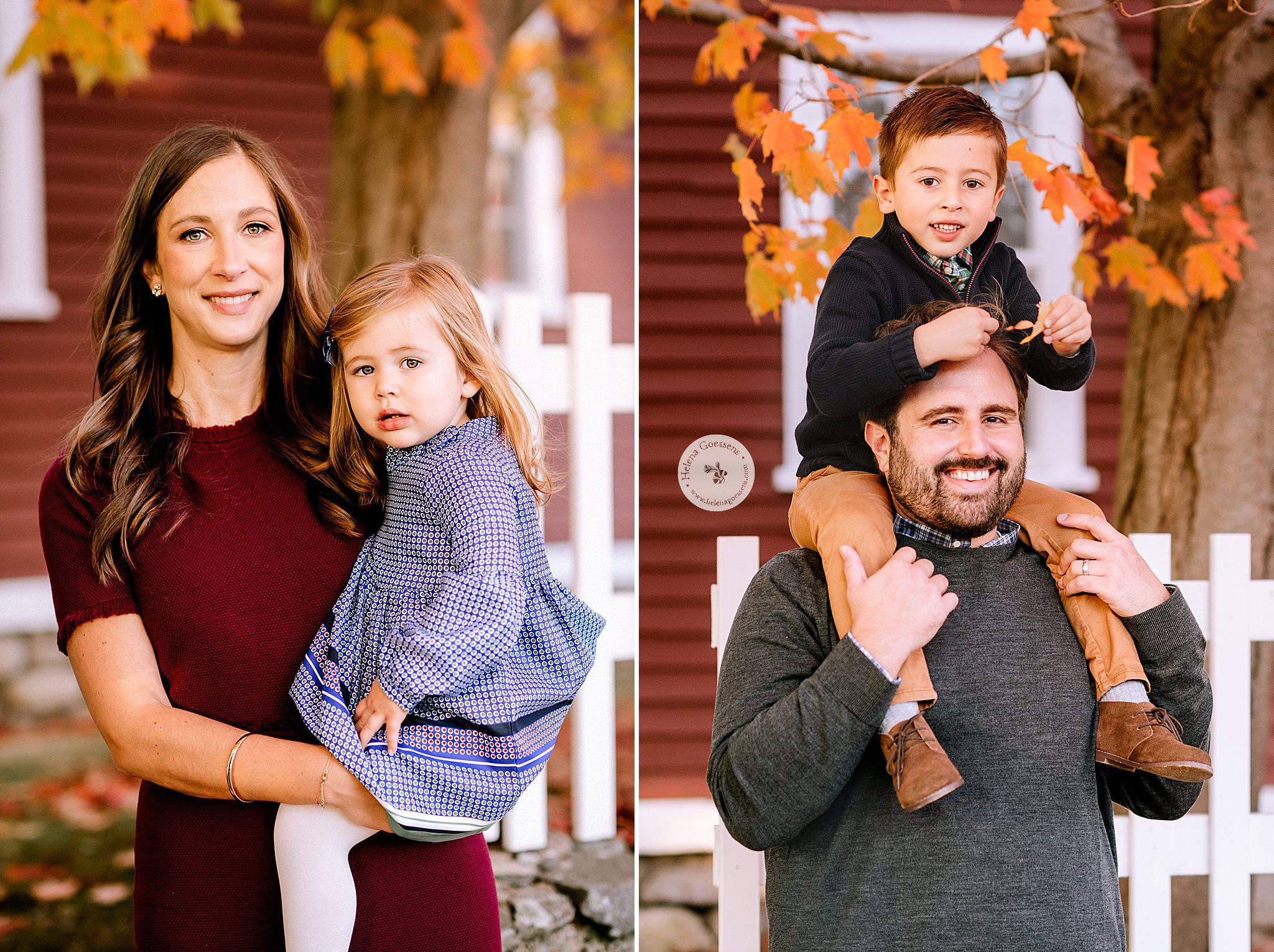 Helena Goessens Photography captures parents holding toddlers during fall family photos 