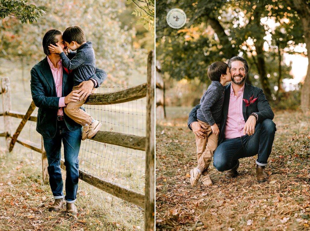 Helena Goessens Photography photographs MA dad and son during fall family photos