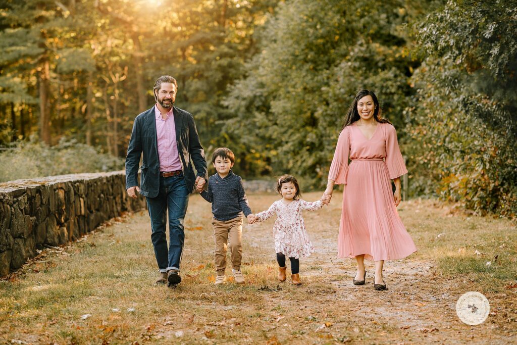 Helena Goessens Photography photographs family of four in the fall at Bradley Estate