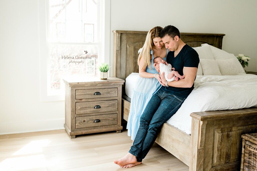 Boston newborn portraits at home for young couple and new baby boy 