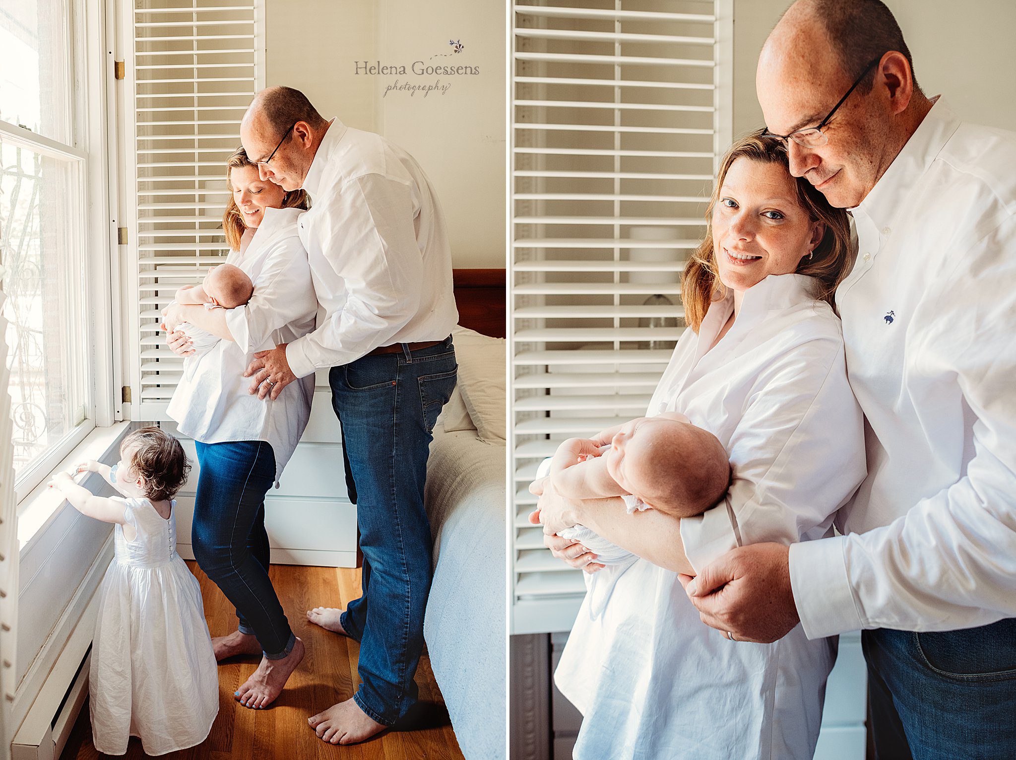 mom holds baby boy leaning against dad during South End newborn session