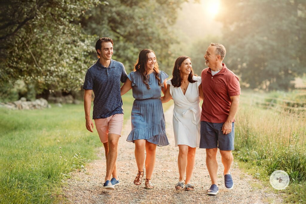parents walk with teenagers during Bradley Estate Family Photos