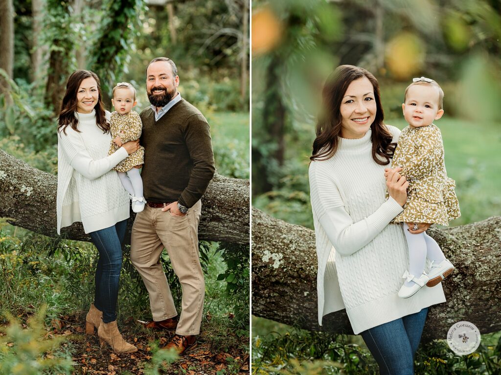 fall family portraits in Larz Anderson Park with 9 month old toddler 