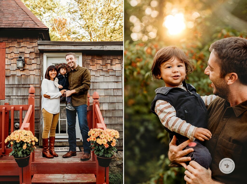fall family session on backyard in Dedham MA 