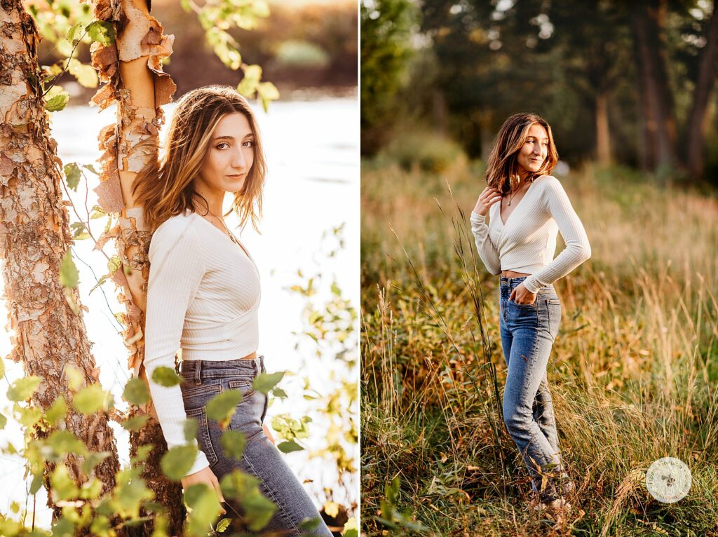 The Old Manse senior portraits for senior girl at sunset in Concord MA
