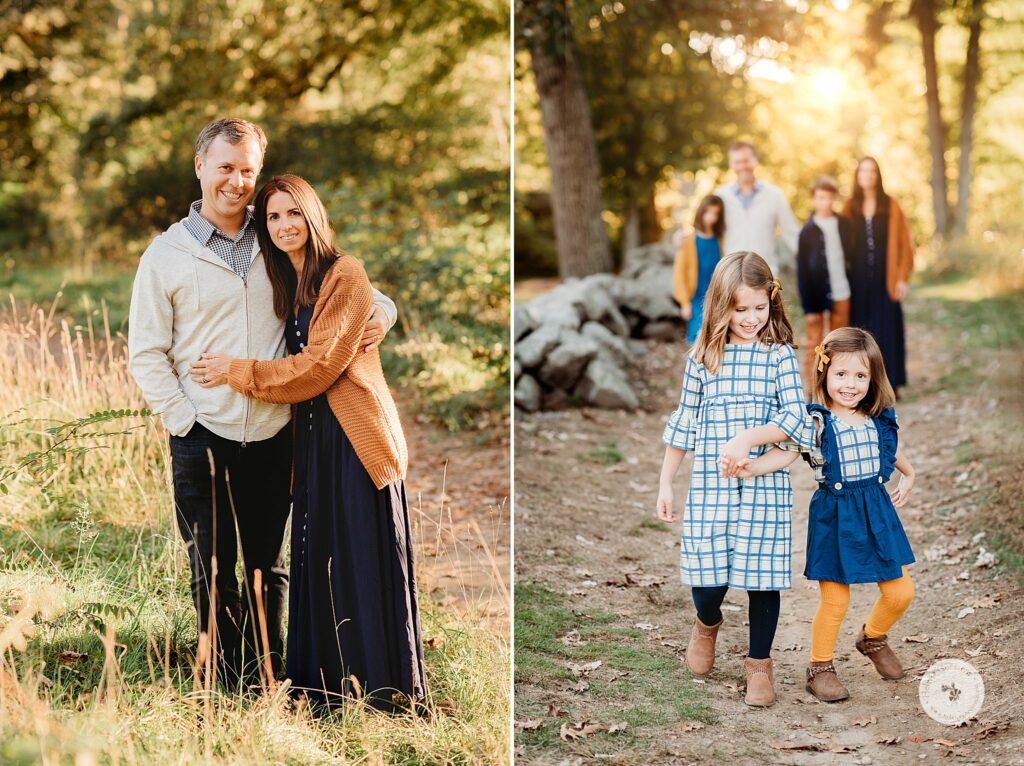 fall family portraits in Concord MA for family with four kids 
