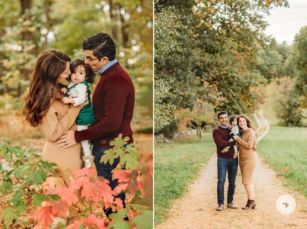 Fall Bradley Estate Family Portraits for family of three with toddler 