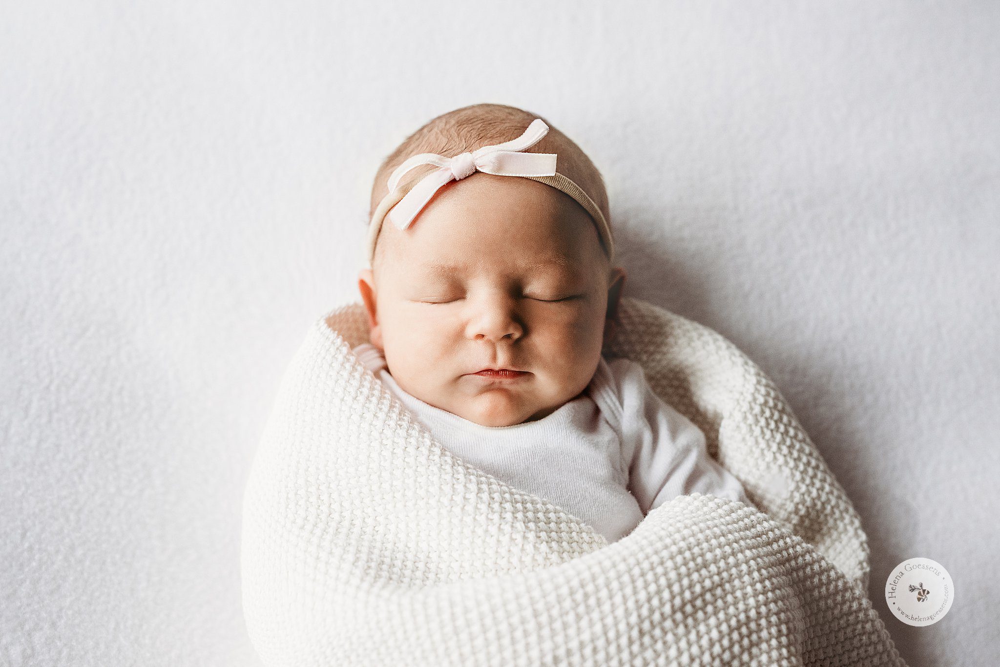 baby girl sleeps in white wrap during Dover MA Lifestyle Newborn Session